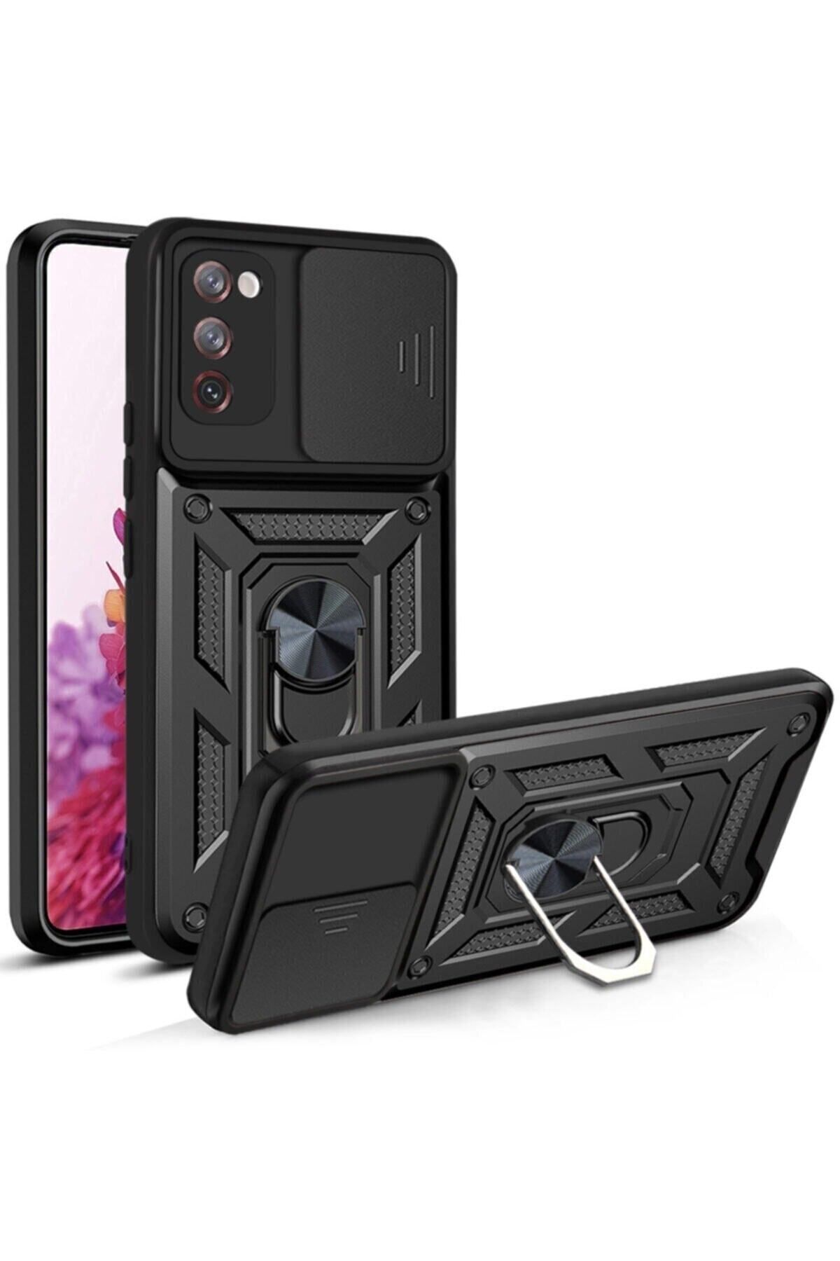 Fibaks Samsung Galaxy S20 Fe Kılıf Kamera Korumalı Sürgülü Yüzüklü Armor Military Tank Zırh