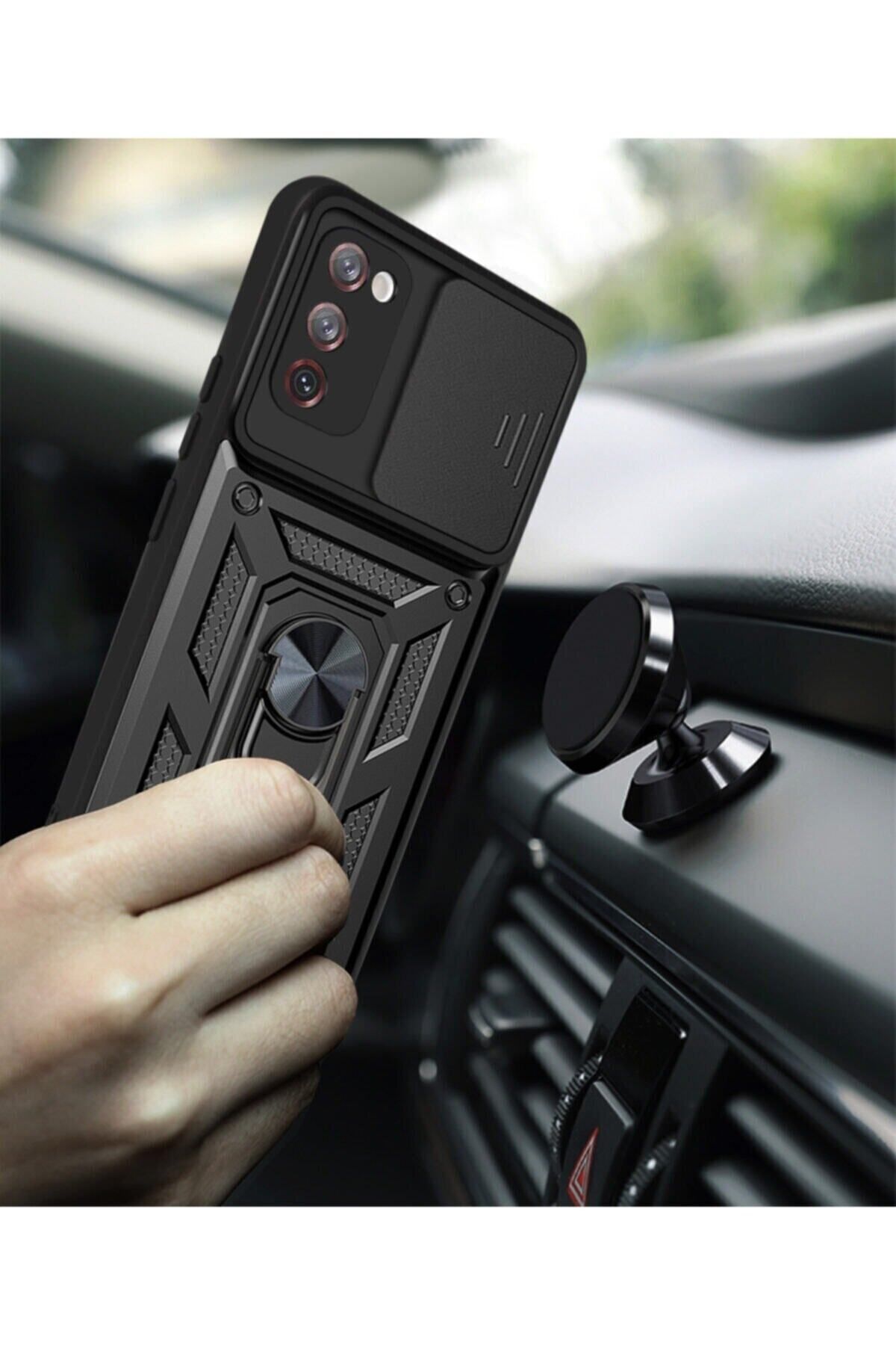 Fibaks Samsung Galaxy S20 Fe Kılıf Kamera Korumalı Sürgülü Yüzüklü Armor Military Tank Zırh - Görsel 3