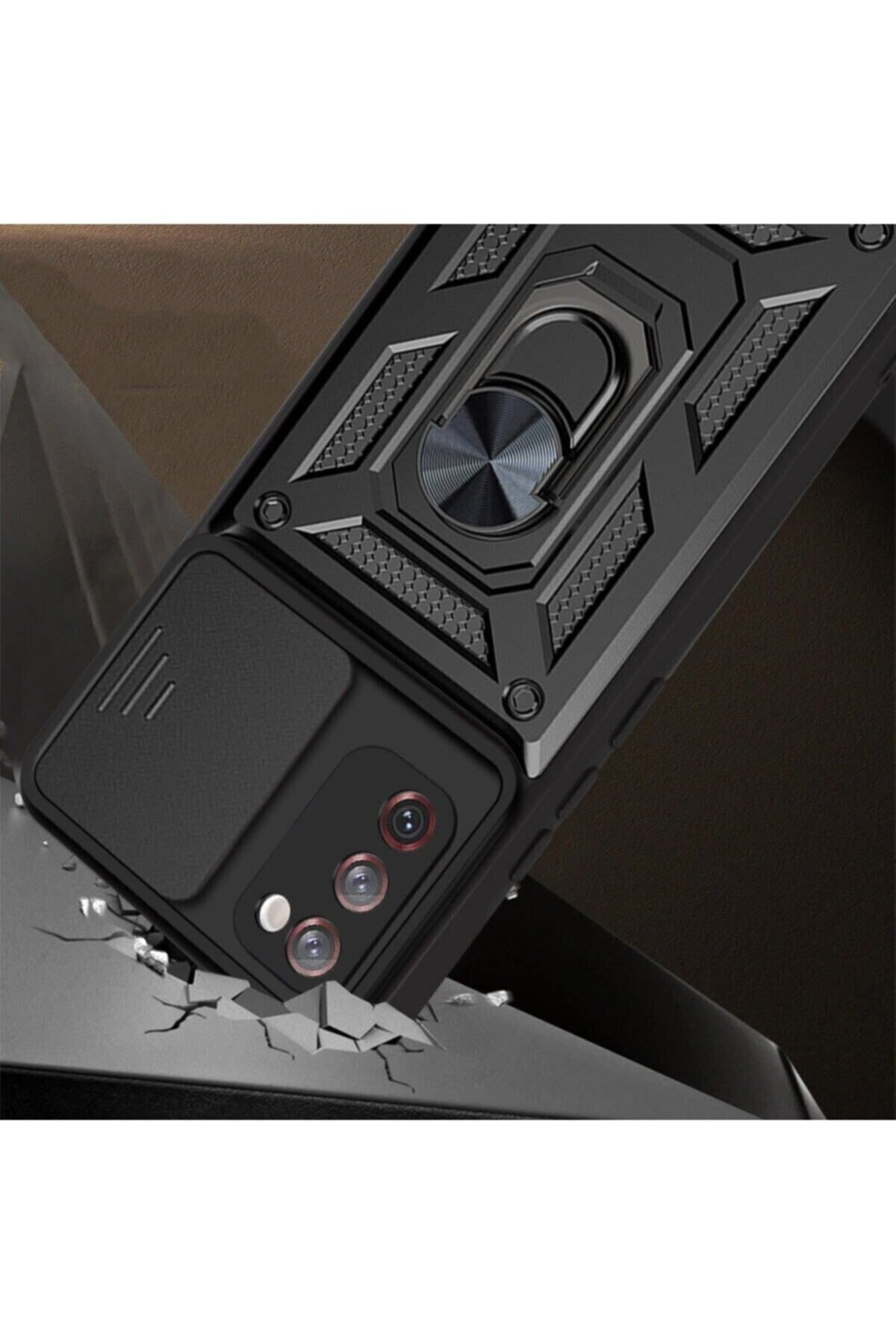 Fibaks Samsung Galaxy S20 Fe Kılıf Kamera Korumalı Sürgülü Yüzüklü Armor Military Tank Zırh - Görsel 4