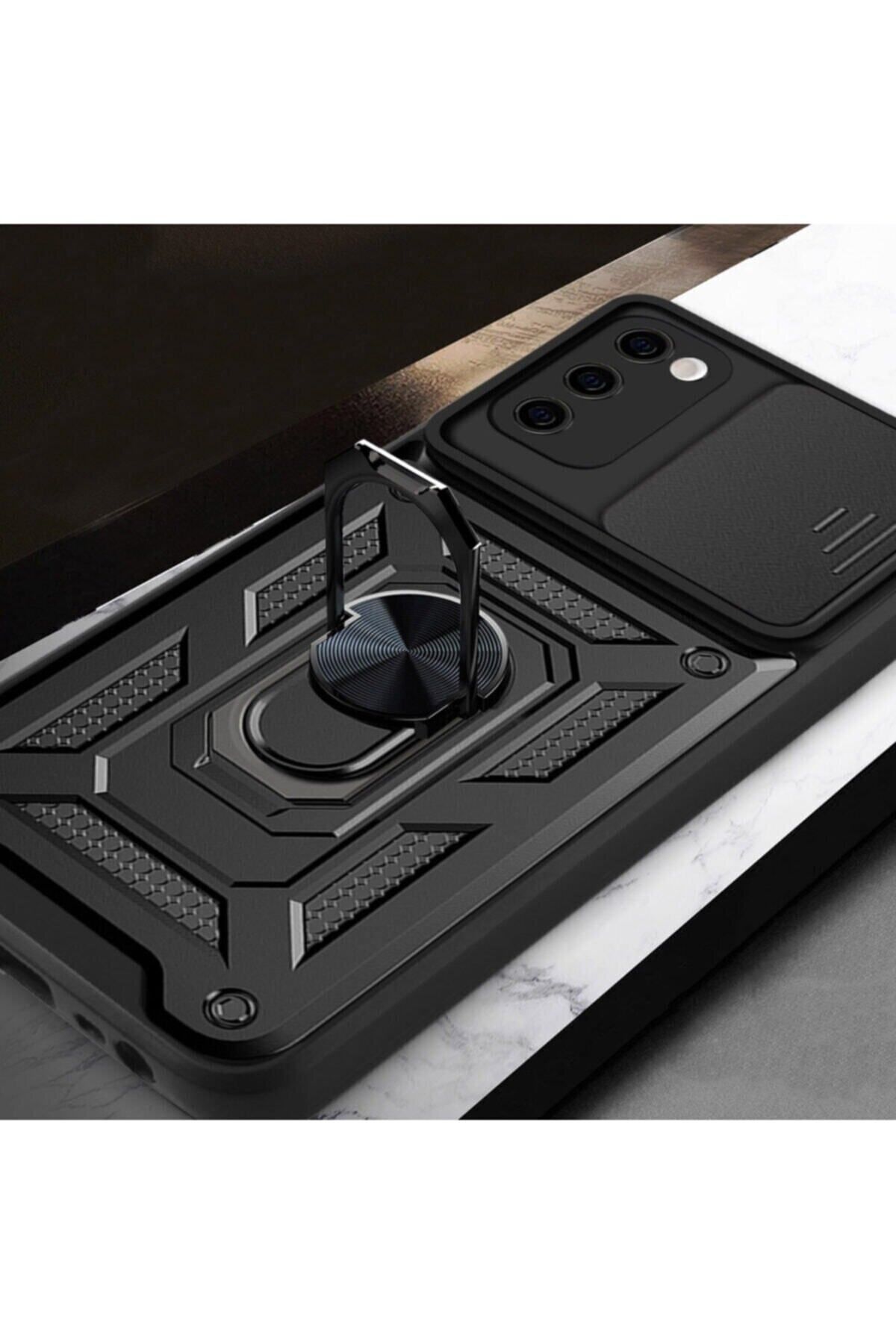 Fibaks Samsung Galaxy S20 Fe Kılıf Kamera Korumalı Sürgülü Yüzüklü Armor Military Tank Zırh - Görsel 5