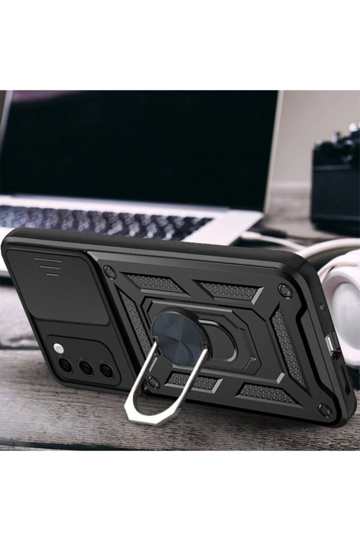 Fibaks Samsung Galaxy S20 Fe Kılıf Kamera Korumalı Sürgülü Yüzüklü Armor Military Tank Zırh - Görsel 6