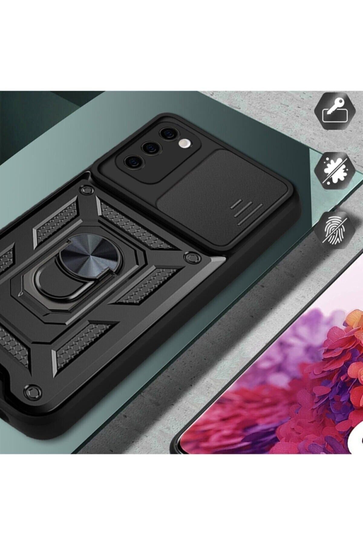 Fibaks Samsung Galaxy S20 Fe Kılıf Kamera Korumalı Sürgülü Yüzüklü Armor Military Tank Zırh - Görsel 7