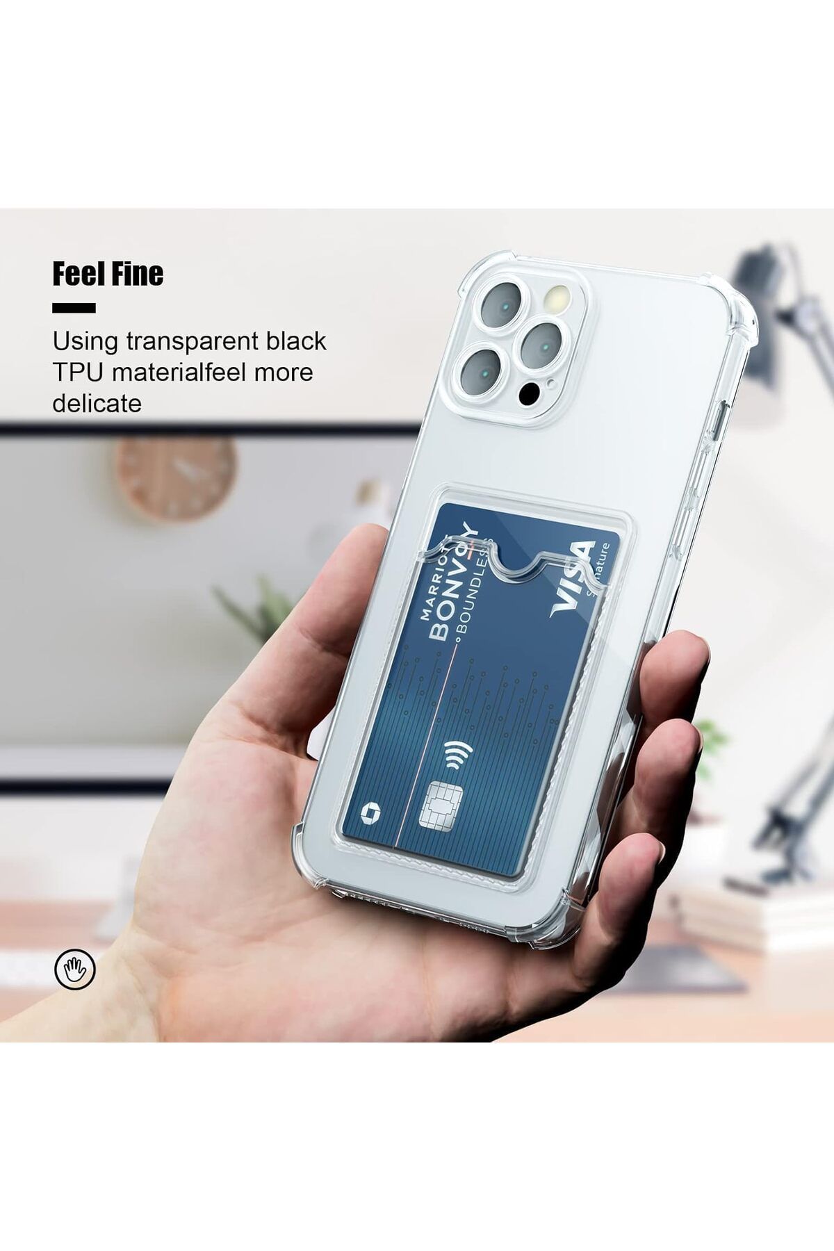 Fibaks Apple iPhone 16 Pro Kılıf Kamera Koruma ve Köşe Korumalı Kartlıklı Cüzdanlı Darbe Emici Kapak - Görsel 3