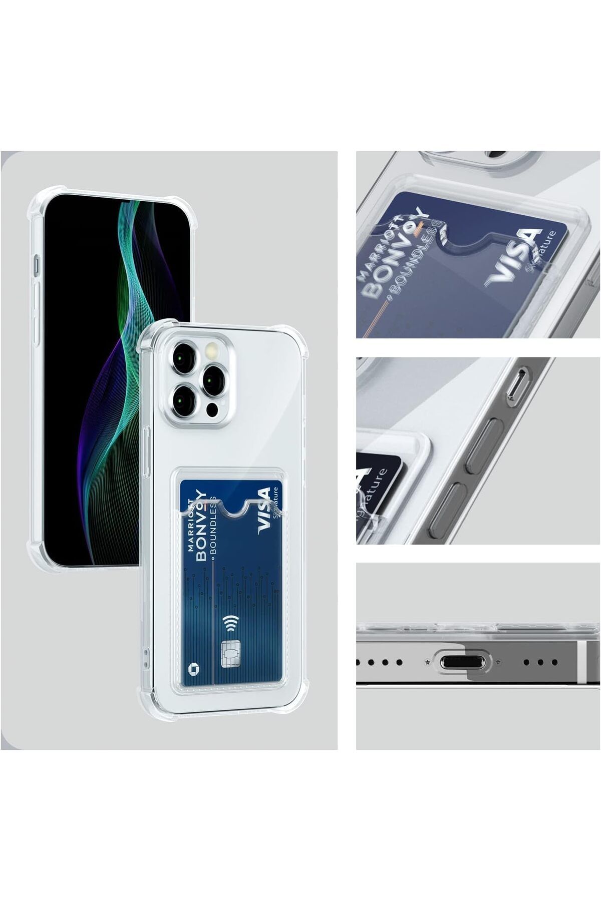 Fibaks Apple iPhone 16 Pro Kılıf Kamera Koruma ve Köşe Korumalı Kartlıklı Cüzdanlı Darbe Emici Kapak - Görsel 4