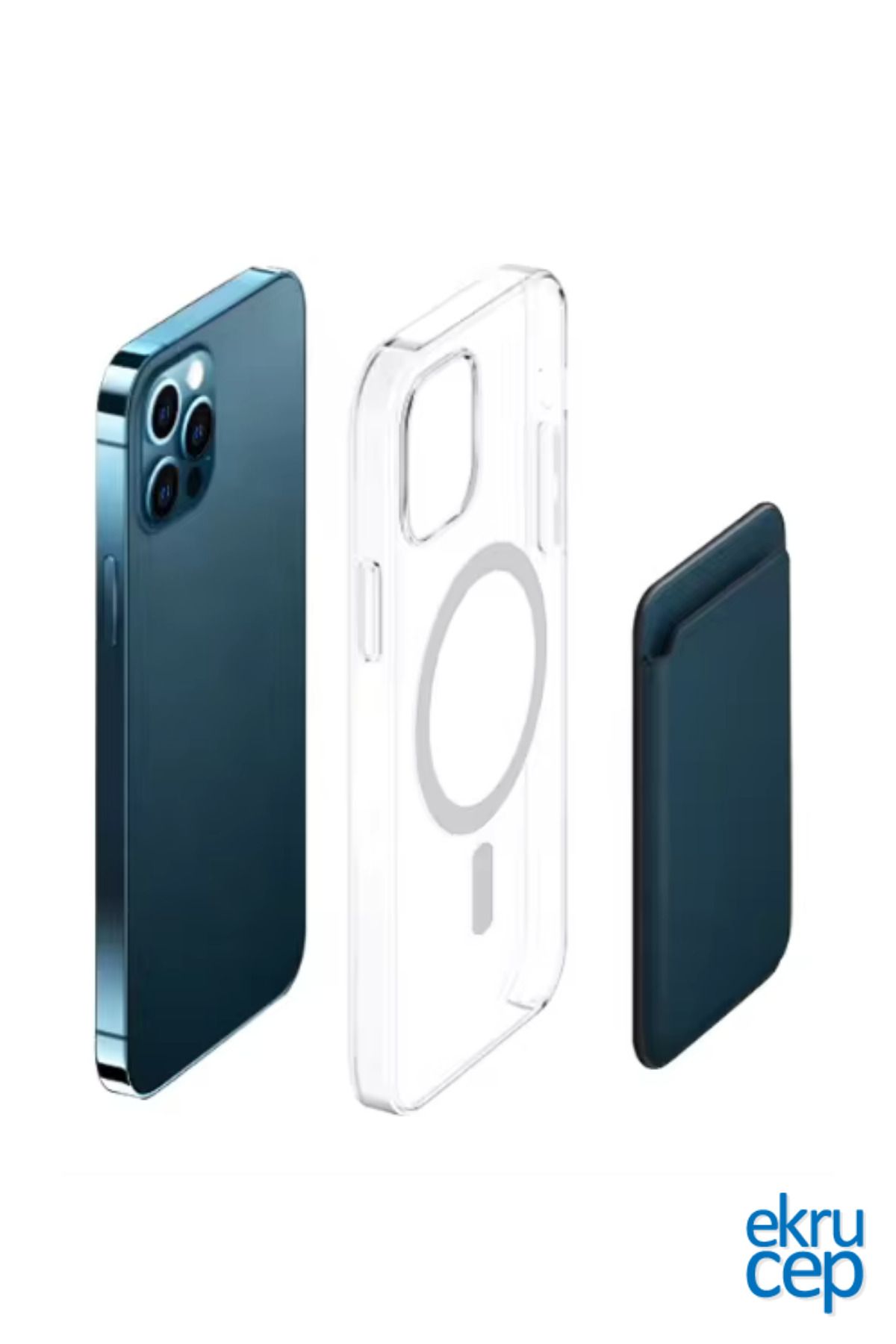 Ekru Cep iPhone 11-12-13-14-15 Serileri ile Uyumlu Magsafe Mıknatıslı Kartlık Deri Cüzdan Kartlık - Görsel 5