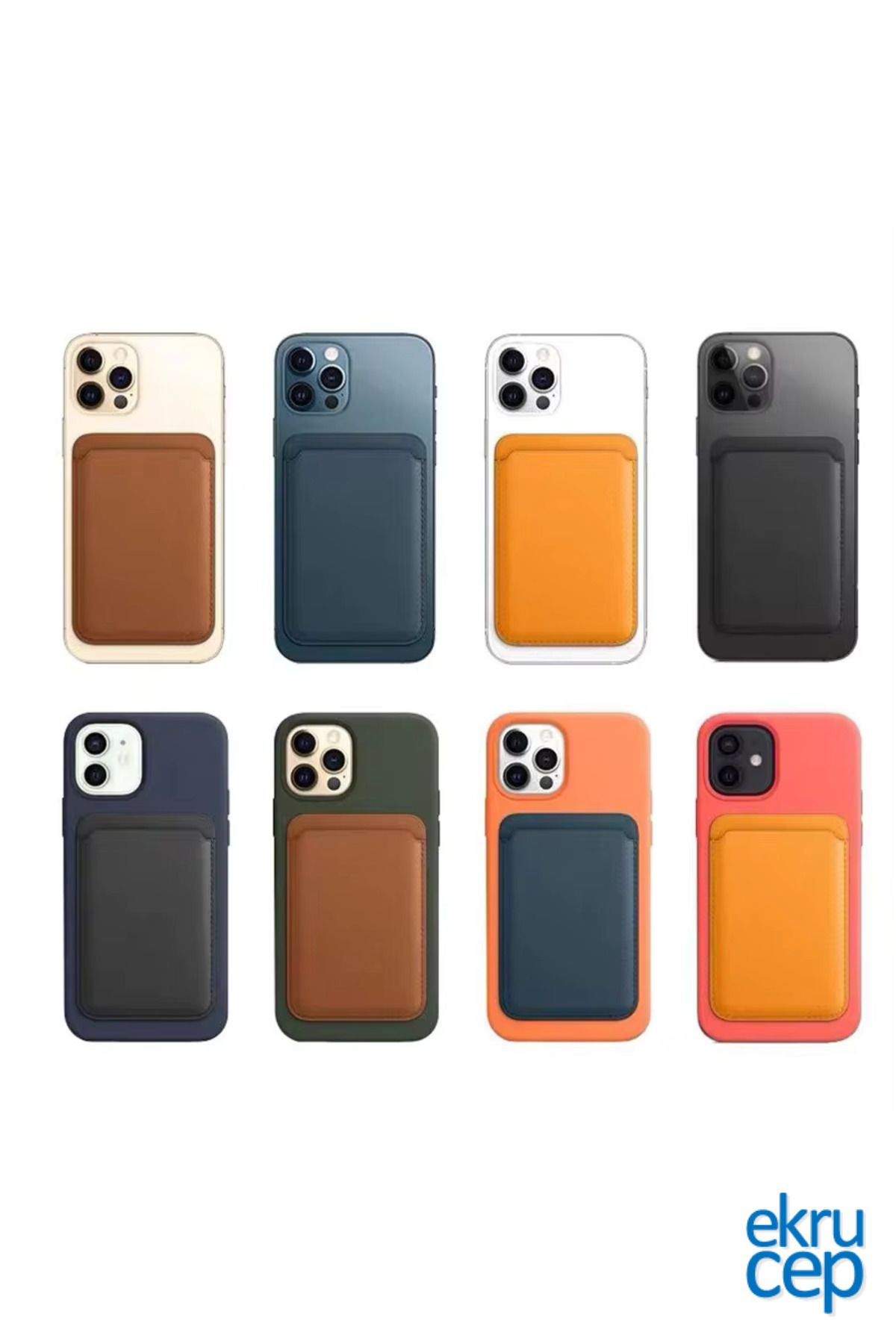 Ekru Cep iPhone 11-12-13-14-15 Serileri ile Uyumlu Magsafe Mıknatıslı Kartlık Deri Cüzdan Kartlık - Görsel 6