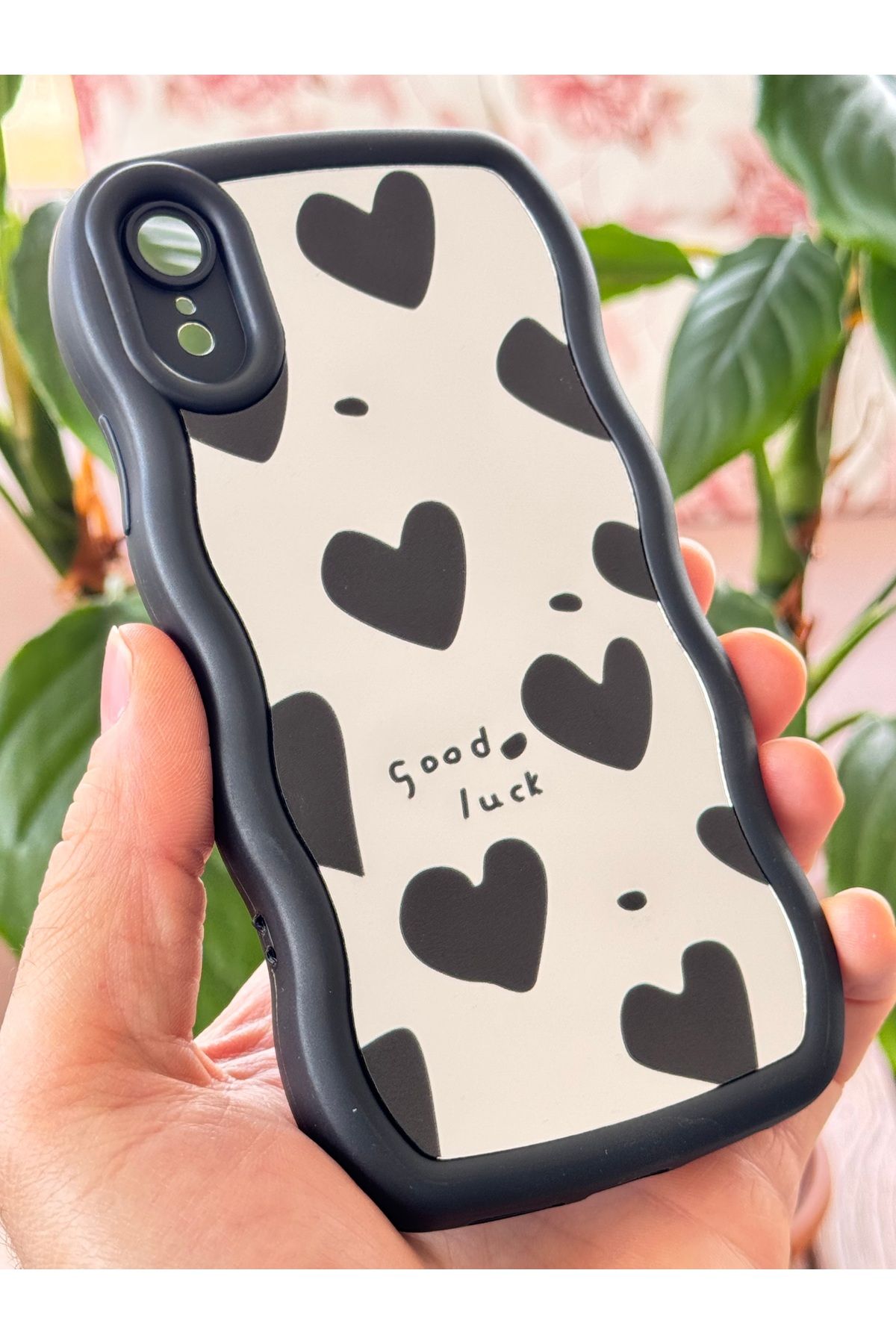 Fibaks iPhone XR Kılıf uyumlu Aynalı Kalp Desenli Yumuşak Kenarlı Kamera Korumalı Silikon Kapak - Görsel 2