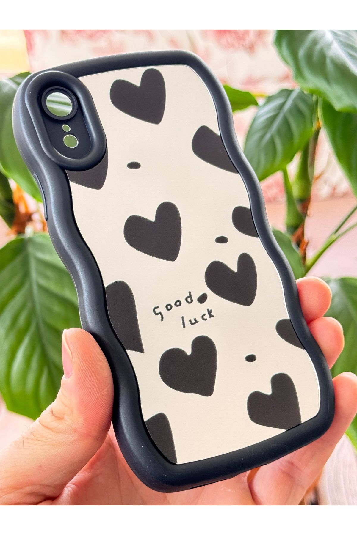 Fibaks iPhone XR Kılıf uyumlu Aynalı Kalp Desenli Yumuşak Kenarlı Kamera Korumalı Silikon Kapak - Görsel 3