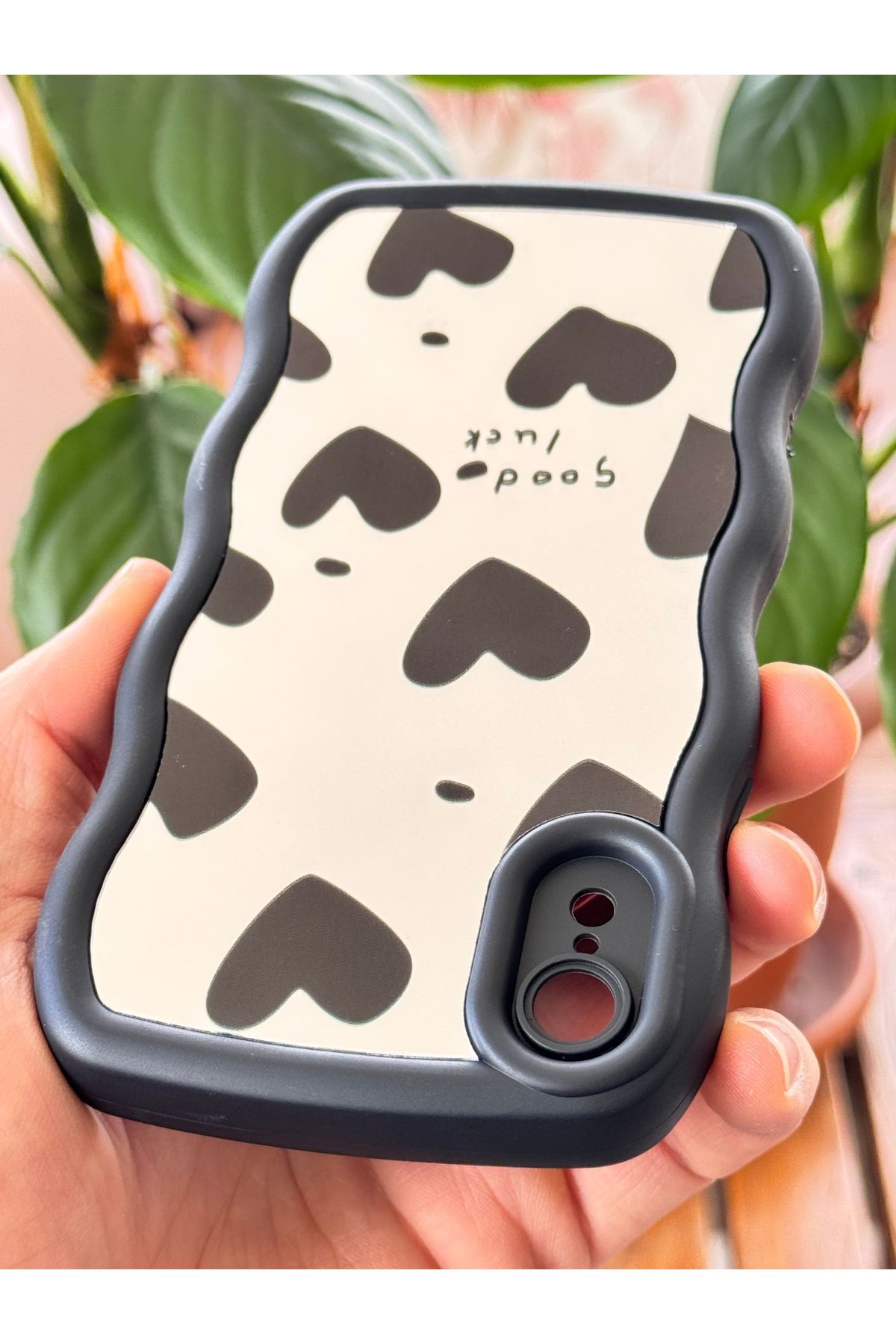 Fibaks iPhone XR Kılıf uyumlu Aynalı Kalp Desenli Yumuşak Kenarlı Kamera Korumalı Silikon Kapak - Görsel 4