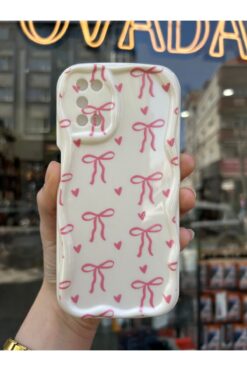 OVADA OPPO A52/A72/A92 Uyumlu Kurdele Ve Kalp Desenli 3D Dalga Kenarlı Kamera Korumalı Kılıf