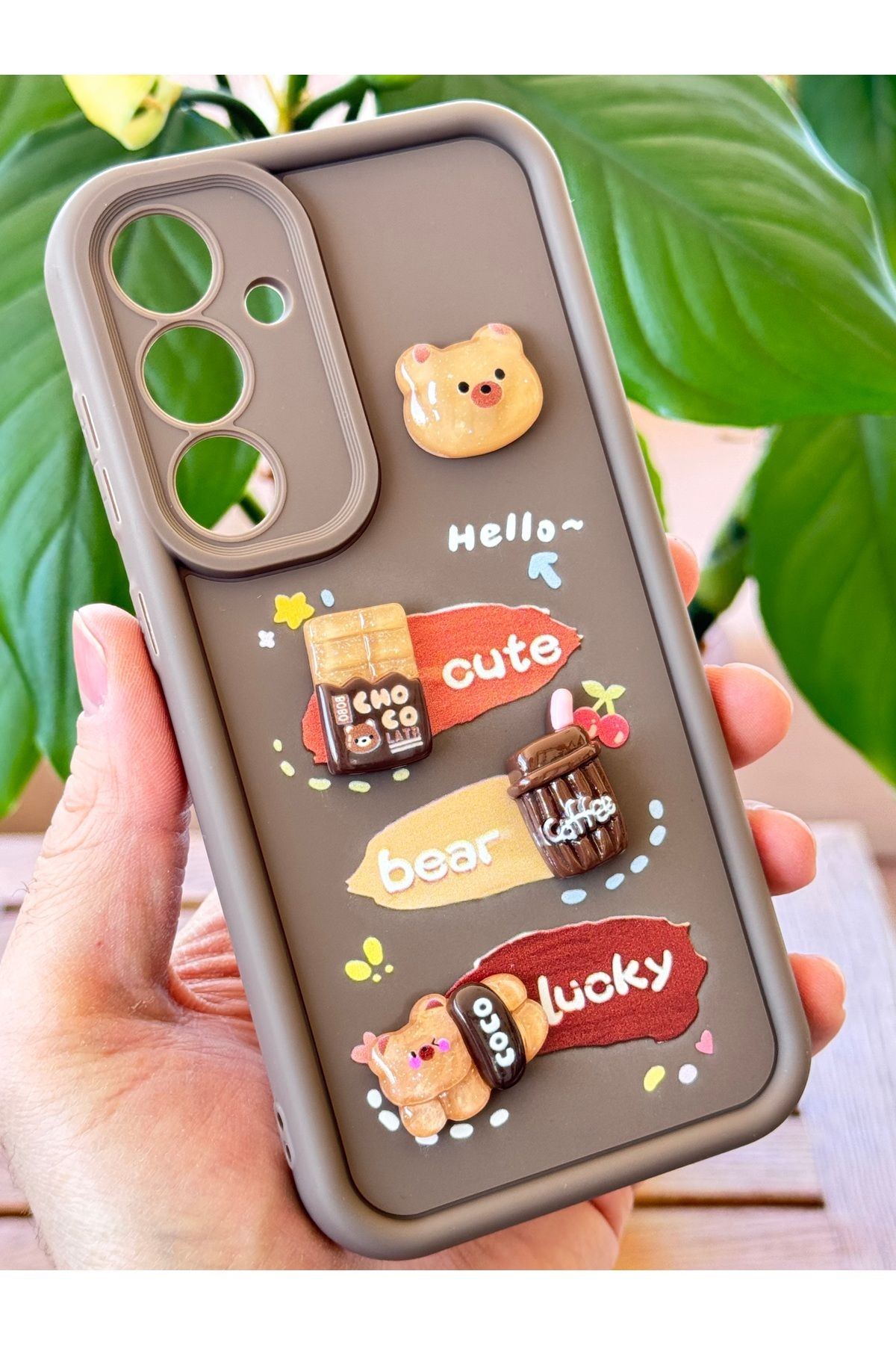 Fibaks Samsung Galaxy A16 Kılıf Ayıcık Kahve Tasarımlı Desenli Kamera Korumalı Yumuşak Silikon Kapak - Görsel 3