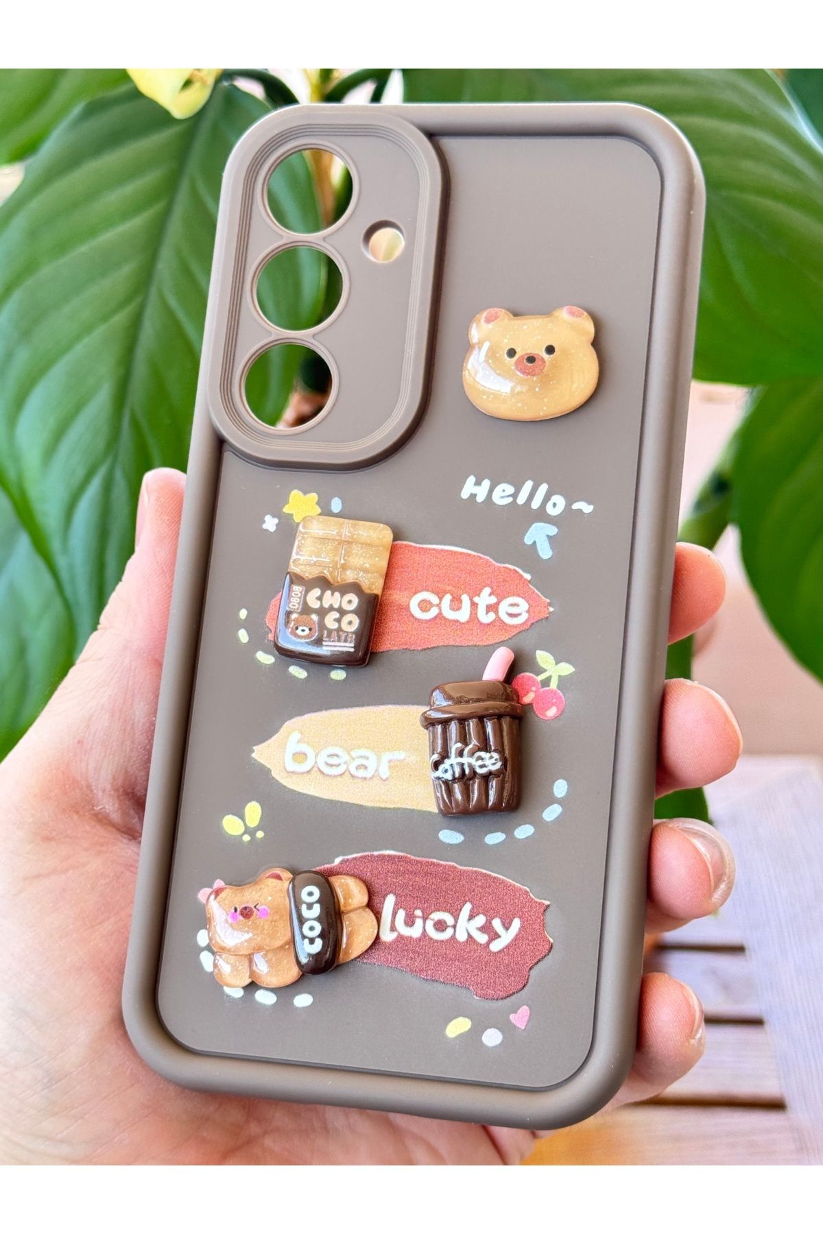 Fibaks Samsung Galaxy A16 Kılıf Ayıcık Kahve Tasarımlı Desenli Kamera Korumalı Yumuşak Silikon Kapak - Görsel 4