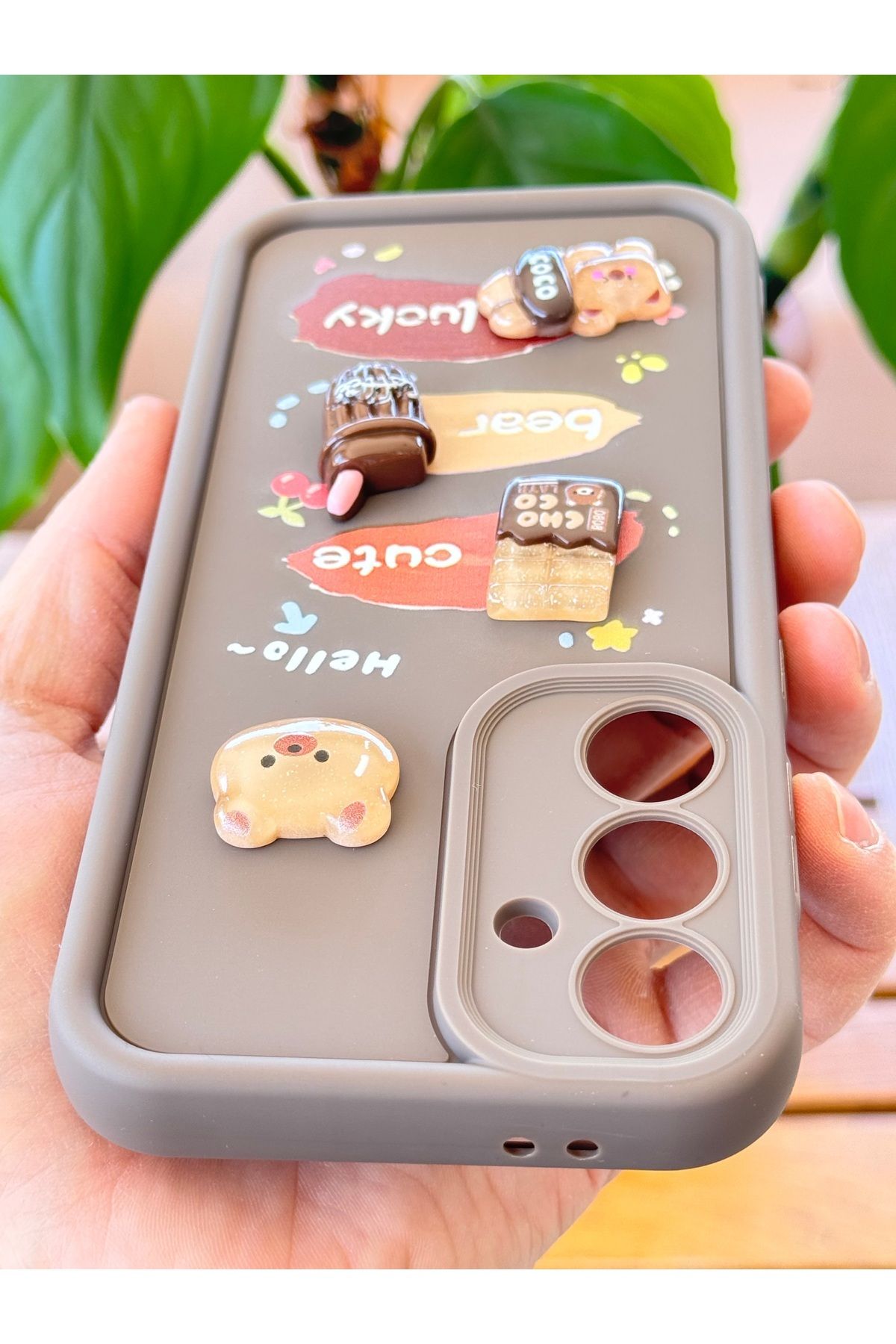 Fibaks Samsung Galaxy A16 Kılıf Ayıcık Kahve Tasarımlı Desenli Kamera Korumalı Yumuşak Silikon Kapak - Görsel 5