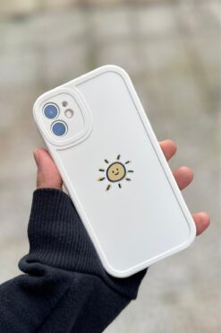 KVK PRİVACY İphone 11 Uyumlu Kılıf Güneş Desenli Darbelere Dayanıklı Kamera Korumalı Silikon Kapak Krem