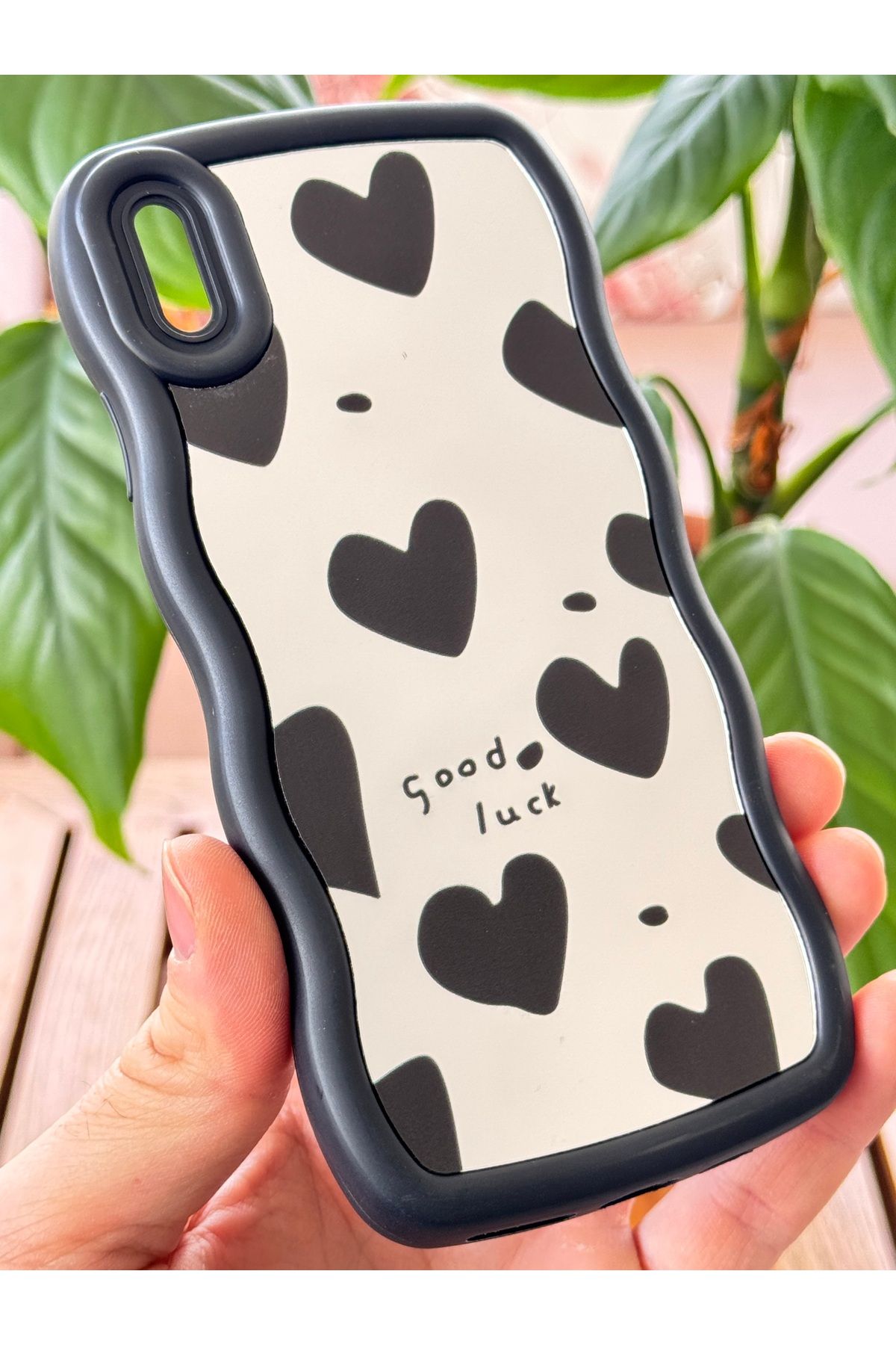 Fibaks Apple Iphone Xs Max Kılıf Aynalı Kalp Desenli Yumuşak Kenarlı Kamera Korumalı Silikon Kapak - Görsel 2