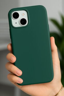 Fibaks Iphone 13 - 14 Uyumlu Kılıf Içi Kadife Lansman Silinebilir Renkli Yumuşak Silikon Yeşil Kapak