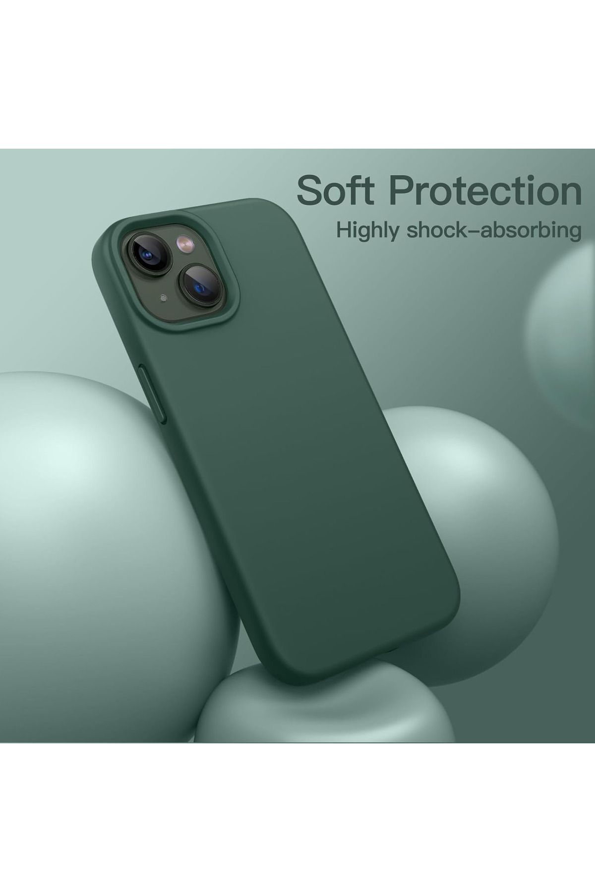 Fibaks Iphone 13 - 14 Uyumlu Kılıf Içi Kadife Lansman Silinebilir Renkli Yumuşak Silikon Yeşil Kapak - Görsel 5