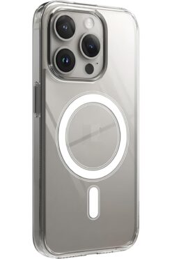 EVAX (SERT MİKA KILIF) iPhone 15 Pro Max Uyumlu Şeffaf Sert Mika SARARMAZ Magsafe İnce Fit Kılıf