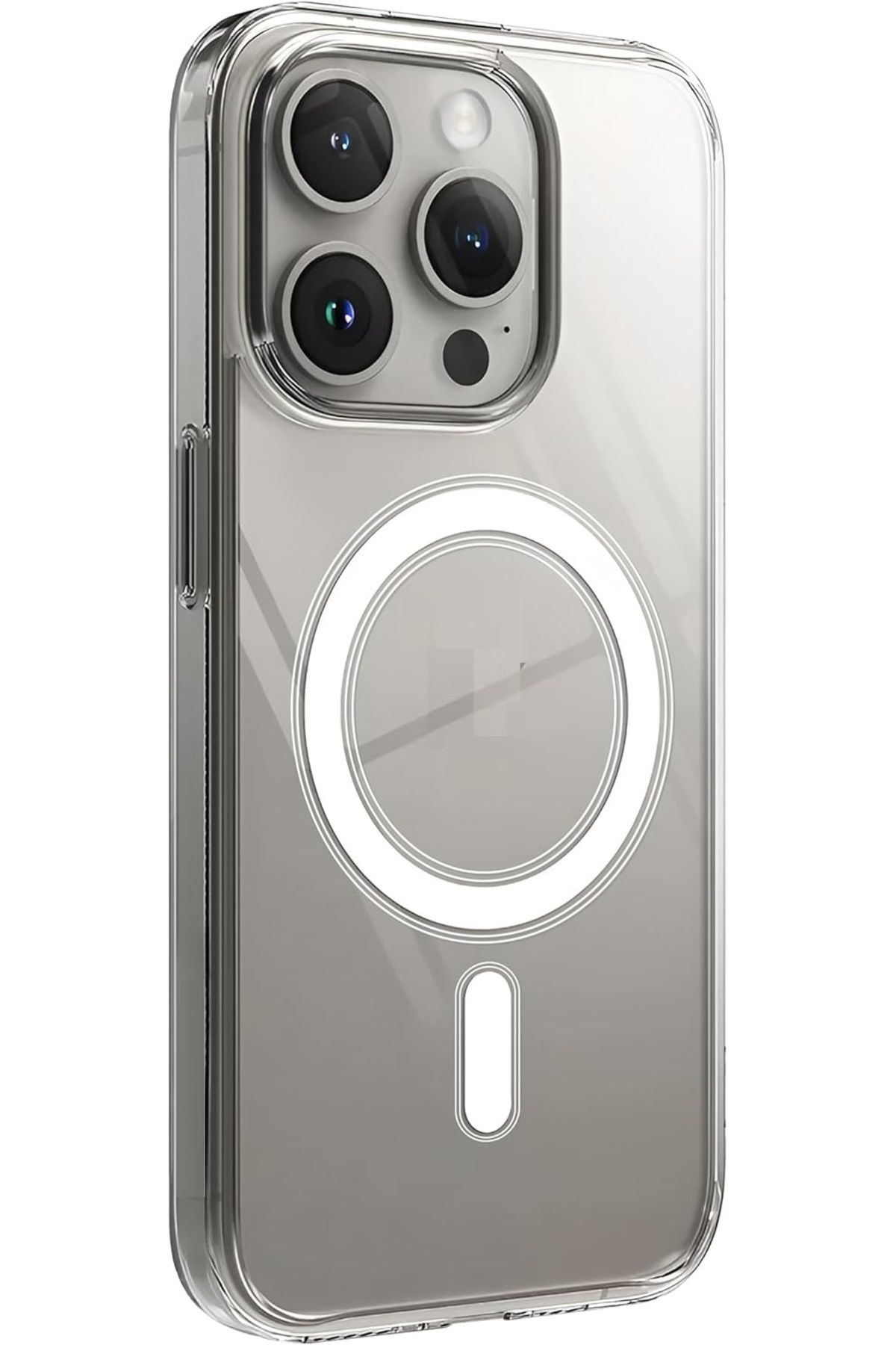 EVAX (SERT MİKA KILIF) iPhone 15 Pro Max Uyumlu Şeffaf Sert Mika SARARMAZ Magsafe İnce Fit Kılıf