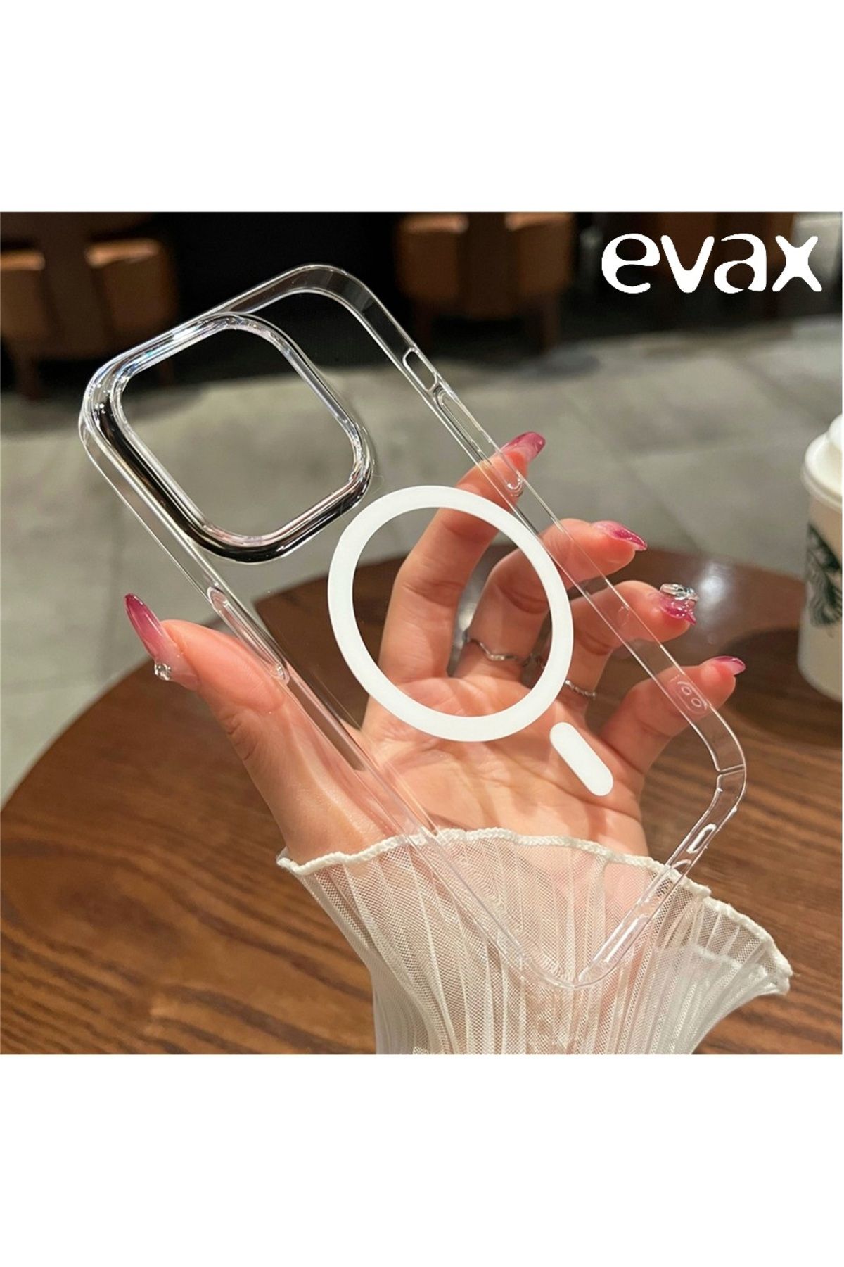 EVAX (SERT MİKA KILIF) iPhone 15 Pro Max Uyumlu Şeffaf Sert Mika SARARMAZ Magsafe İnce Fit Kılıf - Görsel 2