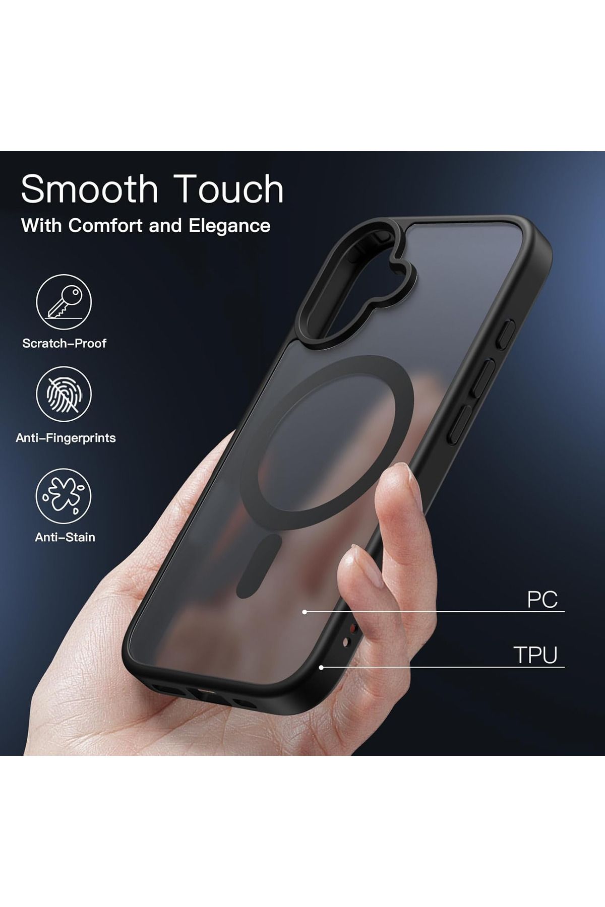 Fibaks İphone 16 Plus Uyumlu Kılıf Kamera Çıkıntılı Magsafe Şarj Destekli Hassas Tuşlu Yumuşak Mat Kapak - Görsel 3