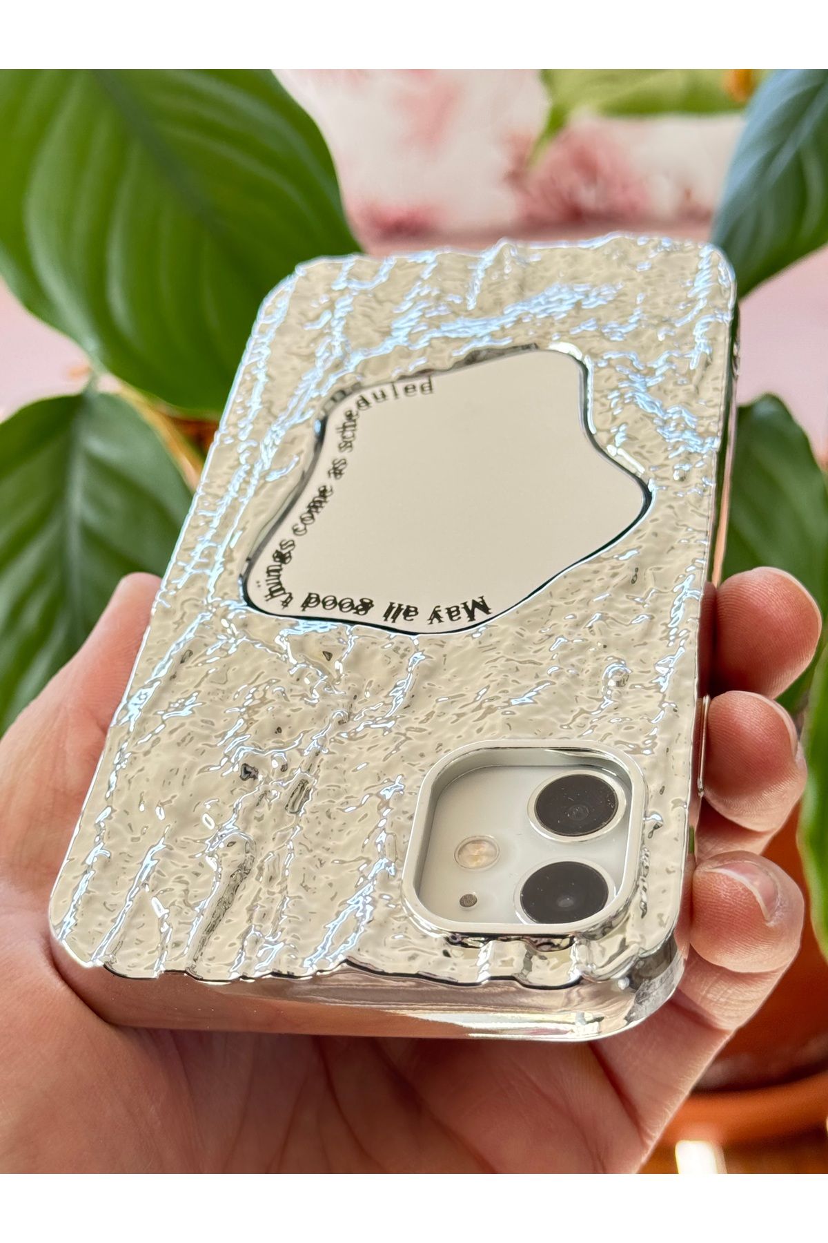 Fibaks Apple iPhone 11 Kılıf Aynalı Dalga Tasarımlı Desenli Darbe Emici Kamera Korumalı Silikon Kapak - Görsel 2