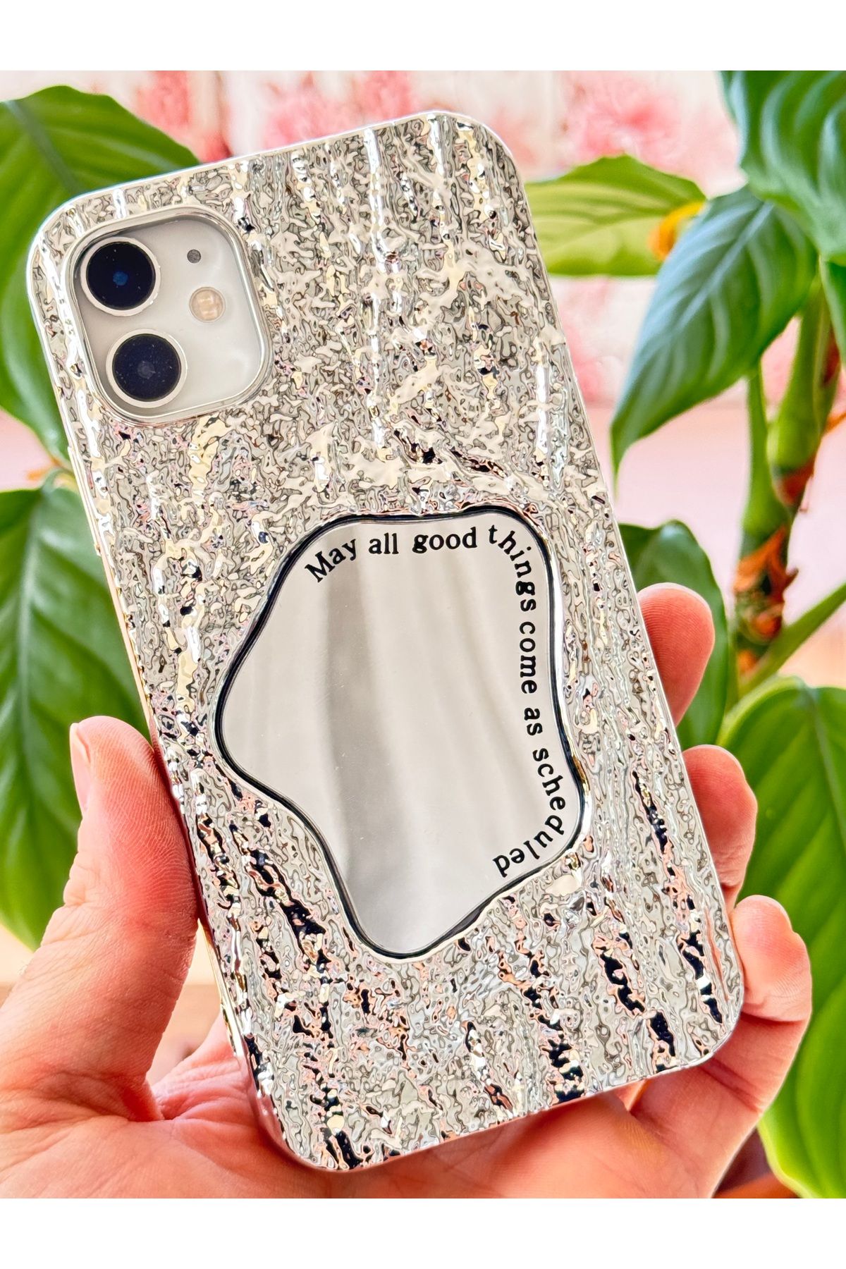 Fibaks Apple iPhone 11 Kılıf Aynalı Dalga Tasarımlı Desenli Darbe Emici Kamera Korumalı Silikon Kapak - Görsel 3