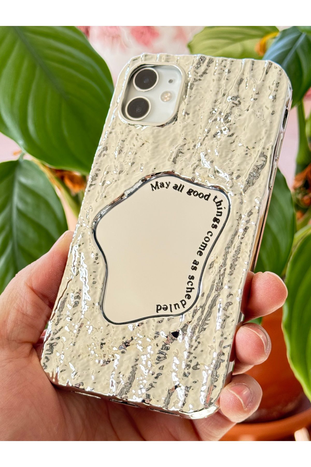 Fibaks Apple iPhone 11 Kılıf Aynalı Dalga Tasarımlı Desenli Darbe Emici Kamera Korumalı Silikon Kapak - Görsel 4