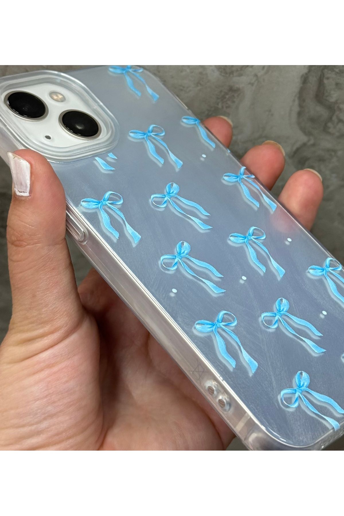 Caseji İphone 13 / 14 Uyumlu Hologramlı Fİyonk Desenli Köşeleri Darbe Emicili Kılıf - Görsel 2