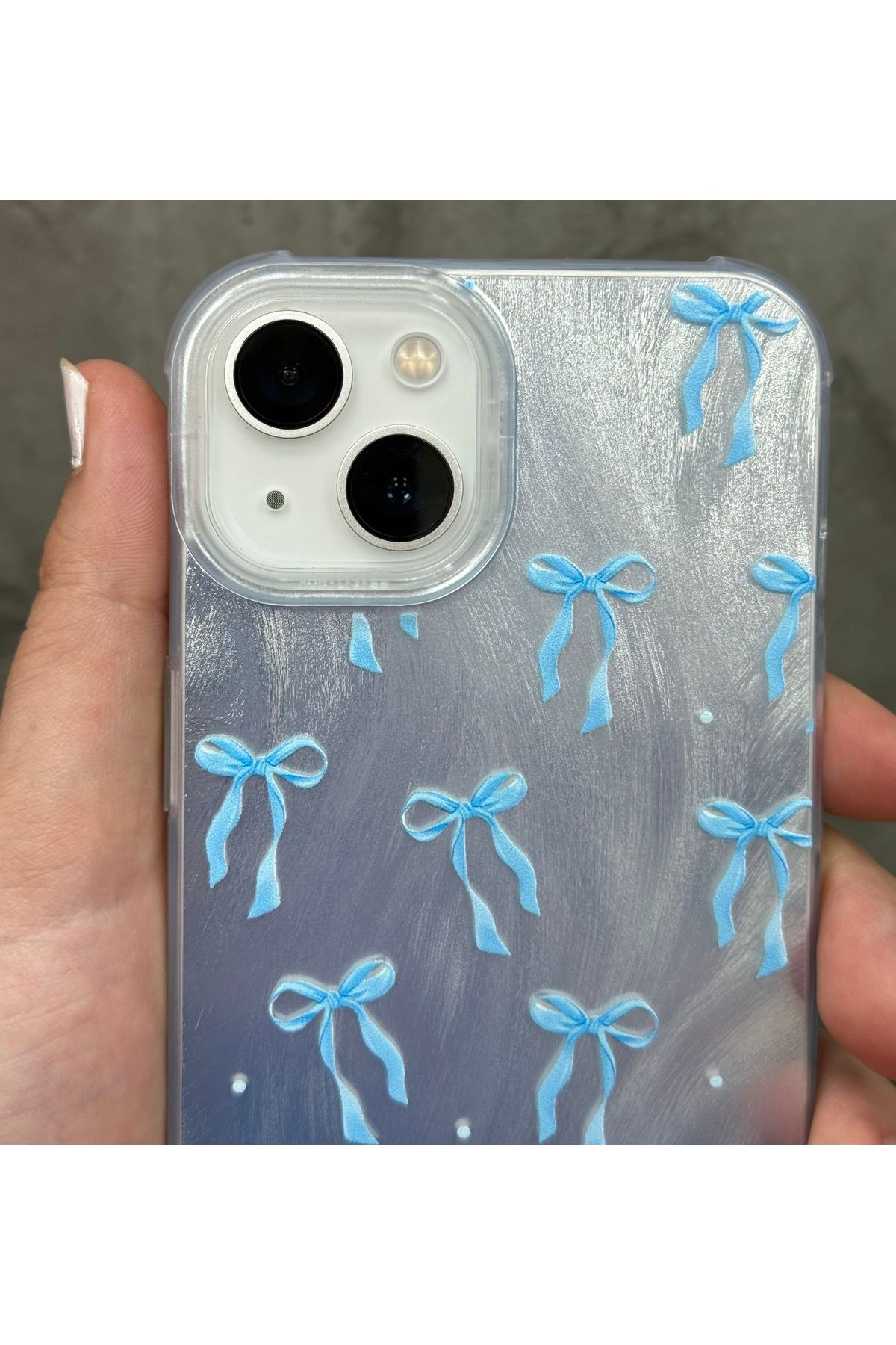 Caseji İphone 13 / 14 Uyumlu Hologramlı Fİyonk Desenli Köşeleri Darbe Emicili Kılıf - Görsel 3