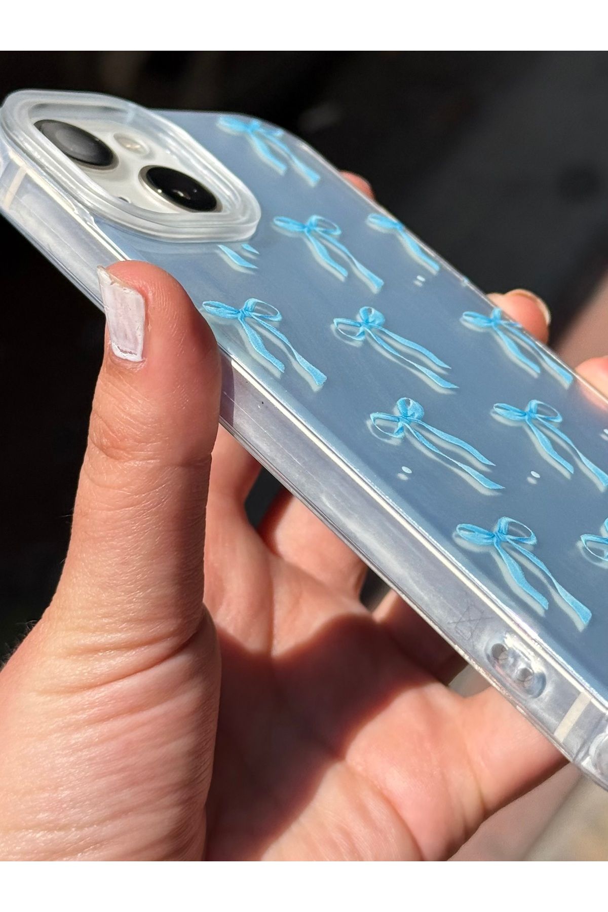 Caseji İphone 13 / 14 Uyumlu Hologramlı Fİyonk Desenli Köşeleri Darbe Emicili Kılıf - Görsel 6