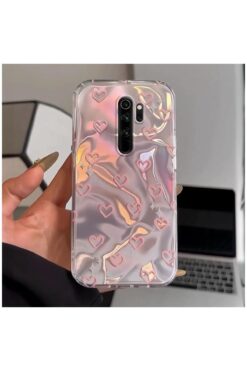 Pro Aksesuar Xiaomi Redmi Note 8 Pro Uyumlu Kılıf Kalp Desenli Silikon Kılıf Pembe