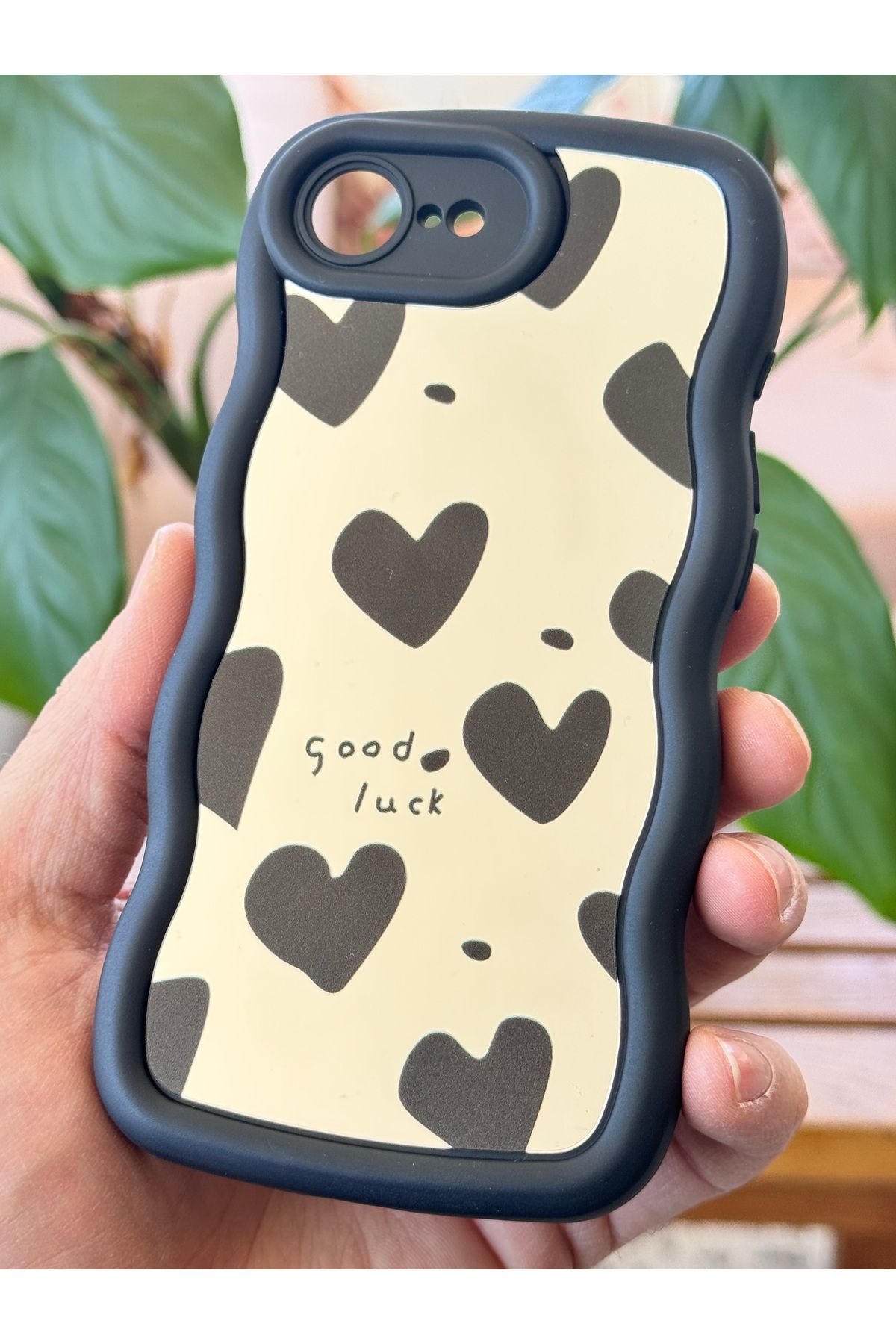 Fibaks Apple iPhone 16E Kılıf Aynalı Kalp Desenli Yumuşak Kenarlı Kamera Korumalı Silikon Kapak - Görsel 4