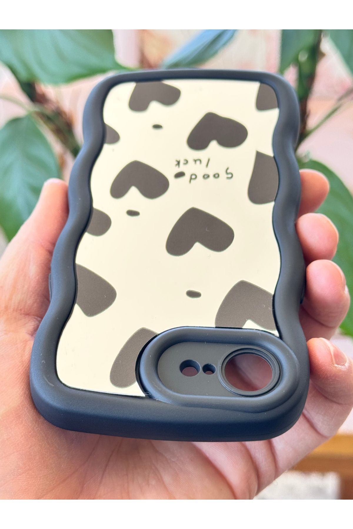 Fibaks Apple iPhone 16E Kılıf Aynalı Kalp Desenli Yumuşak Kenarlı Kamera Korumalı Silikon Kapak - Görsel 5