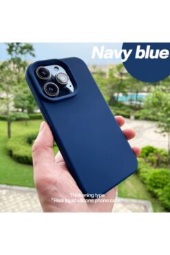 KVK PRİVACY Iphone 14 Pro Max Kılıf Kadife Lansman Soft Yumuşak Silikon Kamera Korumalı Kapak Lacivert