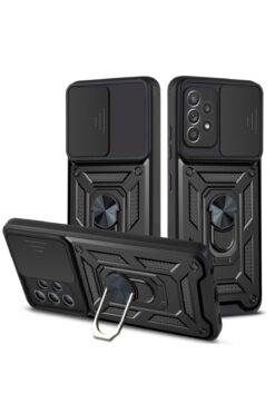 Fibaks Samsung Galaxy A32 4g Uyumlu Kılıf Kamera Korumalı Sürgülü Yüzüklü Armor Military Tank Zırhlı Kapak