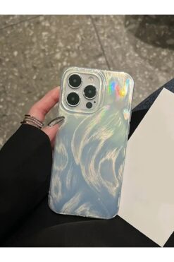 KVK PRİVACY Apple iPhone 13 Pro Max Uyumlu Tüylü Hologramlı Kılıf Darbeye Karşı Dayanıklı Kapak