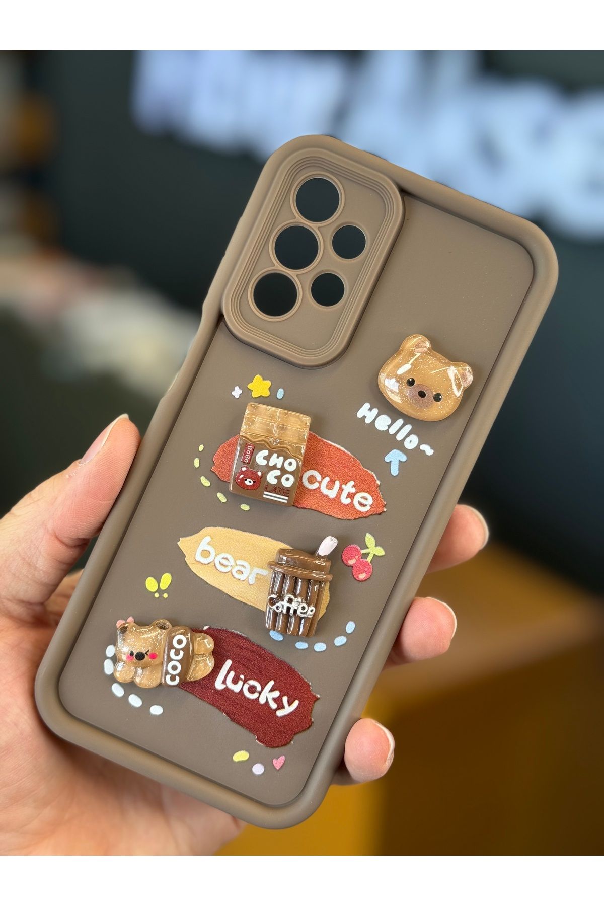 Fibaks Galaxy A13 Uyumlu Kılıf Tasarımlı Desenli Kamera Korumalı Ayıcık Kahve Renkli Yumuşak Silikon Kapak - Görsel 2