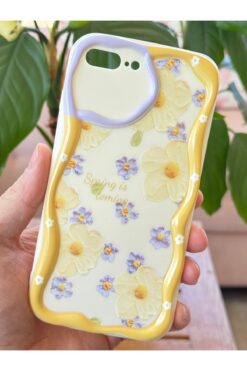 Fibaks İphone 7/8 Plus Uyumlu Kılıf Tasarımlı Desenli Kamera Korumalı Papatya Çiçek Renkli Silikon Kapak