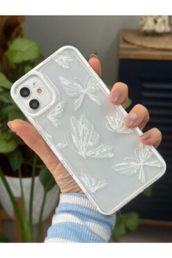 Powerfox İphone 11 Uyumlu (KÖŞELİ 12 GÖRÜNÜMLÜ) Saydam Kelebek Baskılı Kamera Korumalı Silikon Kılıf