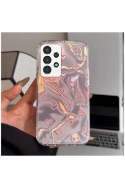Pro Aksesuar Samsung Galaxy A32 Uyumlu Kılıf Kalp Desenli Silikon Kılıf Pembe