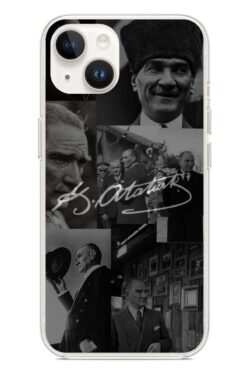 TechTree iPhone 13 - 14 Uyumlu Kemal Atatürk İmza Şeffaf Silikon Kılıf