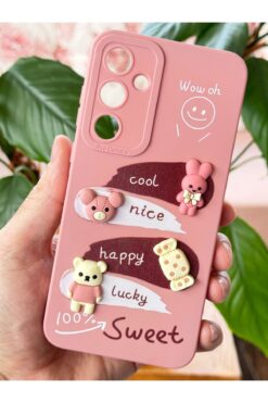 Fibaks Samsung Galaxy A26 Uyumlu Kılıf Pembe Tavşan Tasarımlı Desenli Kamera Korumalı Yumuşak Silikon Kapa