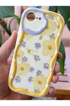 Fibaks Apple iPhone 16E Kılıf Tasarımlı Desenli Kamera Korumalı Papatya Çiçek Renkli Silikon Kapak