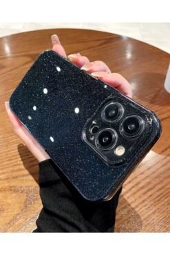 KVK PRİVACY Apple iPhone 16 Pro Max Kılıf Simli İnce Darbe Dayanıklı Silikon Parlak Yumuşak Kapak Siyah