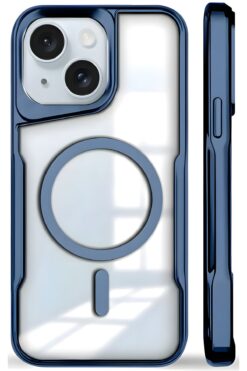 Fibaks İphone 13 - 14 - 15 Kılıf Prizma Kamera Çıkıntılı Magsafe Şarj Destekli Mat Renkli Şeffaf Kapak