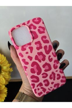 Magic Ring Iphone 15 Pro Uyumlu Pembe Leopar Desenli Lansman Kılıf