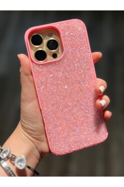 Caseji iPhone 16 Pro Max Uyumlu Parlayan Gerçek Işıldayan Taşlı Kenarları Yumuşak Kılıf