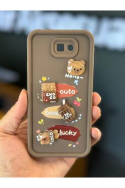Fibaks Galaxy J7 Prime Kılıf Tasarımlı Desenli Kamera Korumalı Ayıcık Kahve Renkli Yumuşak Silikon Kapak