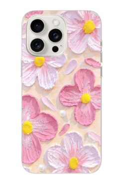 moonset Iphone 16 Pro Max Uyumlu Pastel Çiçek Tasarımlı Baskılı Şeffaf Telefon Kılıfı